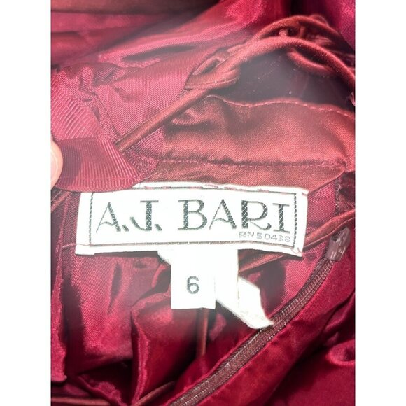 Vintage A.J. Bari Burgundy Halter Velvet Satin Back Lace-Up maxi Dress Women's S - Picture 6 of 8